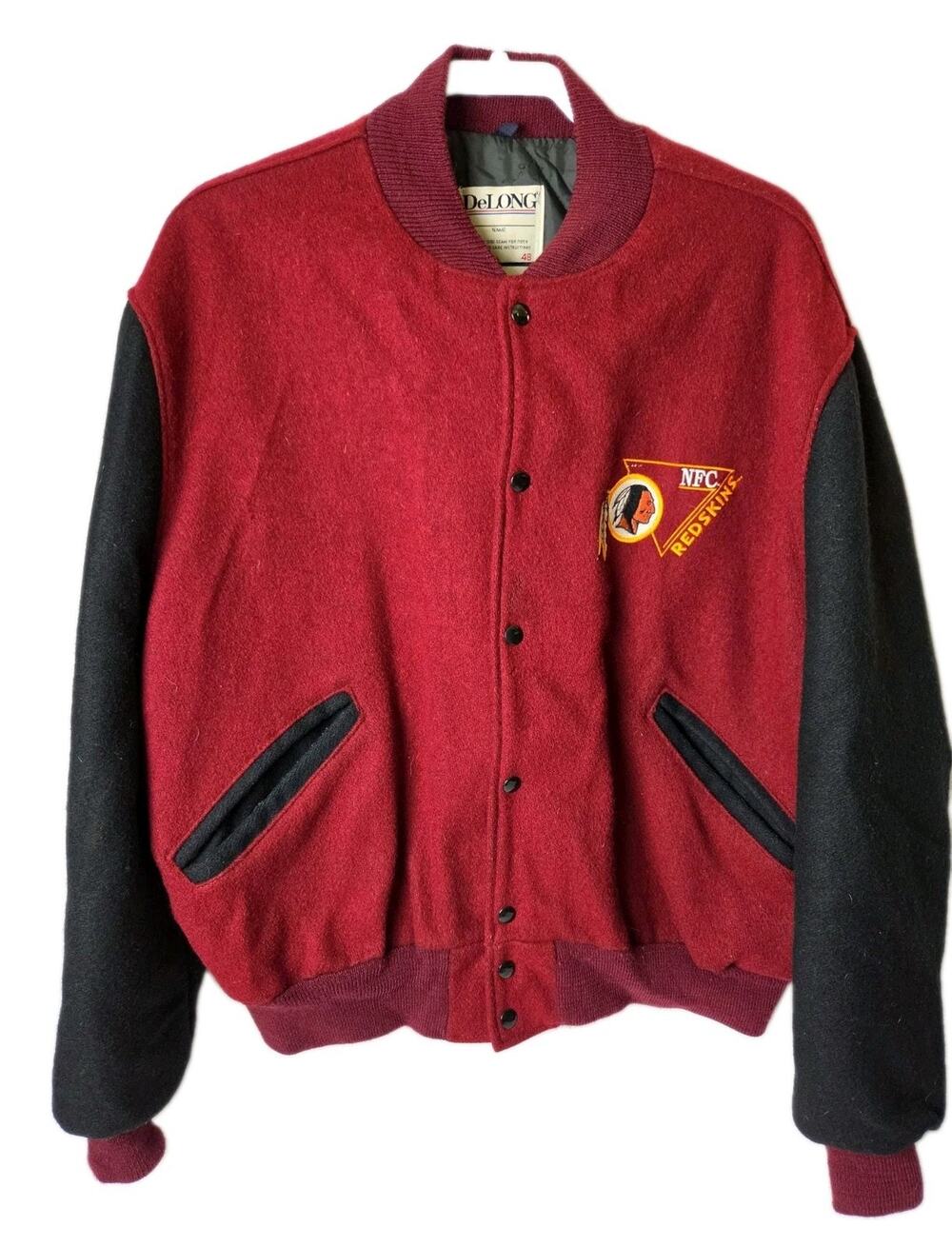 Washington Redskins Mens 2XL (Size 48) Full-Snap Wool Varsity Bomber NFL Jacket